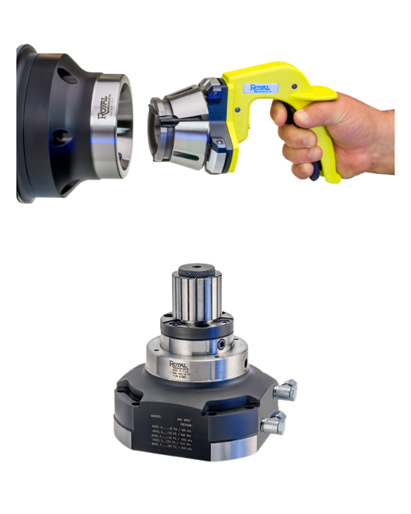 Royal Quick-Grip CNC collet chucks and POWER-BLOCK ID workholding