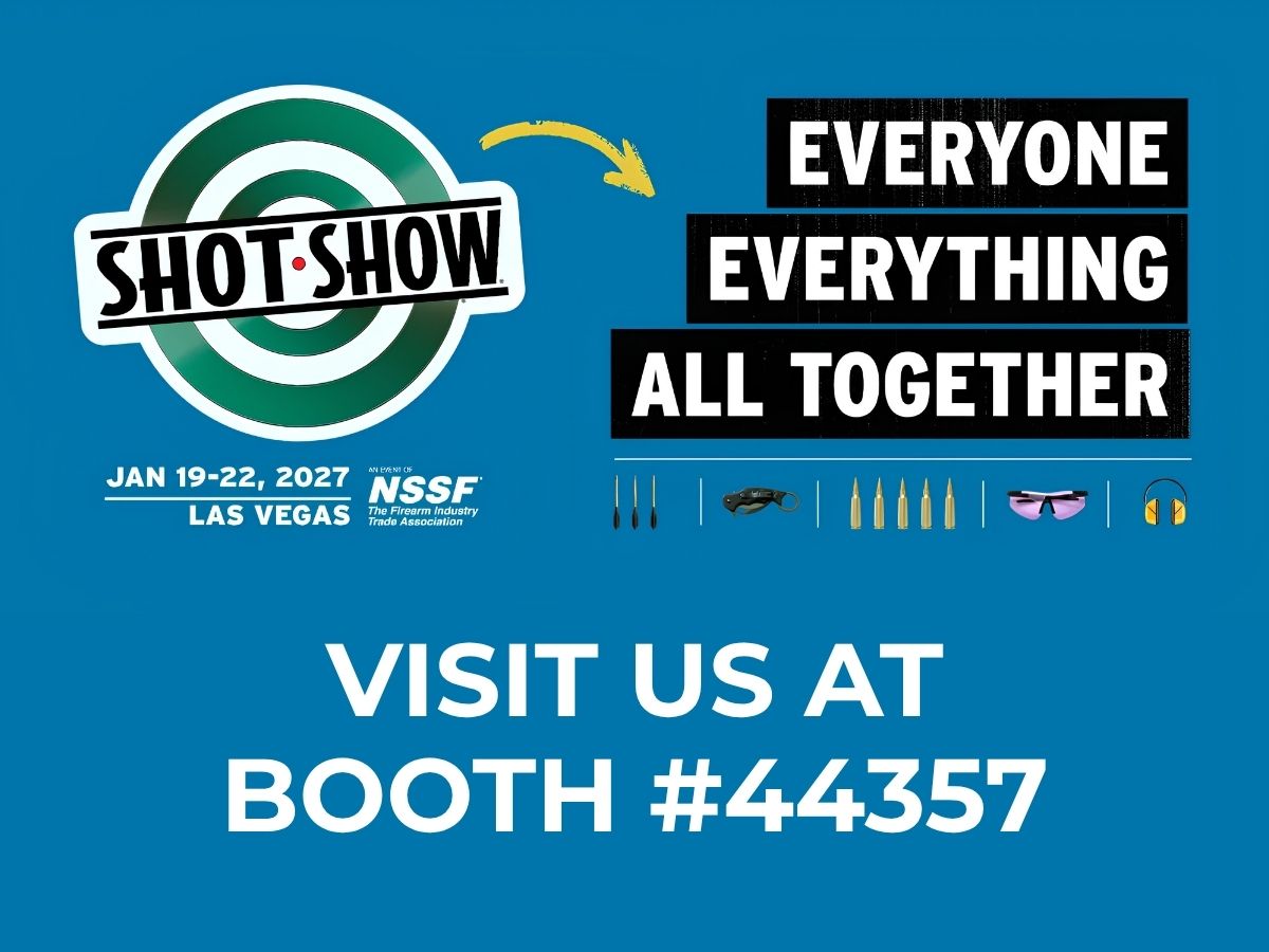 SHOT Show 2027 event graphic inviting visitors to Yamazen Booth 44357 in Las Vegas, January 19-22